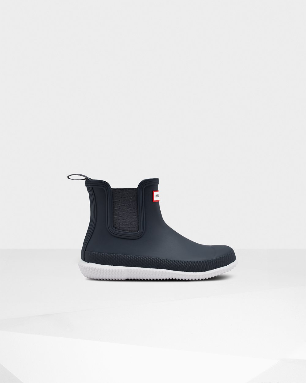 Botas Chelsea Hunter Feminina Azul Marinho/Branco - Original Flat Heel Calendar Sole - 81IEJDRFC